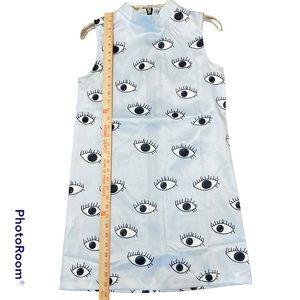 CHOLES Size Small Mini Dress Satin Club Cocktail BOHO Hipster Comic Eyes Anime